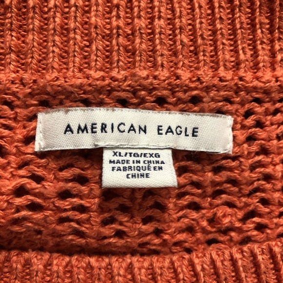 American Eagle  orange sweater tie waist knit SZ XL - Picture 7 of 11